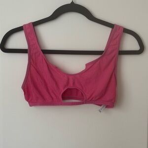 Vibrant Pink Ribbed Women's Bralette